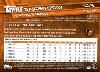 2017 Topps Baltimore Orioles #BAL-12 Darren O'Day Back