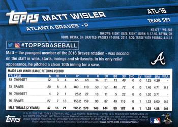 2017 Topps Atlanta Braves #ATL-16 Matt Wisler Back