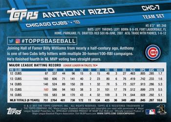 2017 Topps Chicago Cubs #CHC-7 Anthony Rizzo Back
