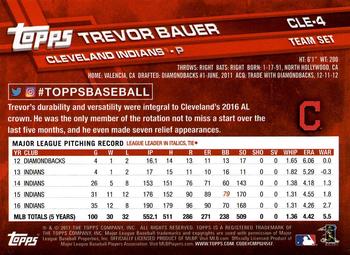 2017 Topps Cleveland Indians #CLE-4 Trevor Bauer Back