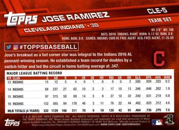 2017 Topps Cleveland Indians #CLE-5 Jose Ramirez Back