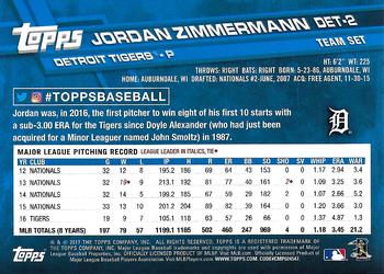 2017 Topps Detroit Tigers #DET-2 Jordan Zimmermann Back