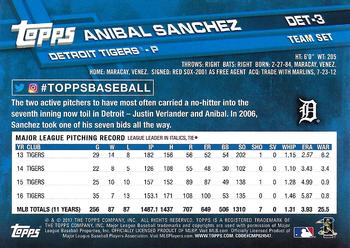 2017 Topps Detroit Tigers #DET-3 Anibal Sanchez Back