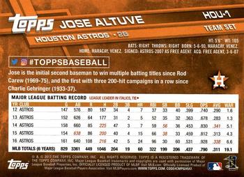 2017 Topps Houston Astros #HOU-1 Jose Altuve Back