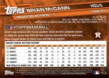 2017 Topps Houston Astros #HOU-5 Brian McCann Back