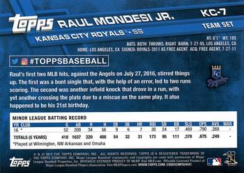 2017 Topps Kansas City Royals #KC-7 Raul Mondesi Jr. Back