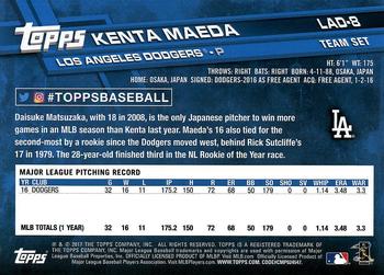 2017 Topps Los Angeles Dodgers #LAD-8 Kenta Maeda Back