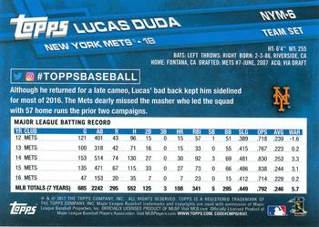 2017 Topps New York Mets #NYM-6 Lucas Duda Back