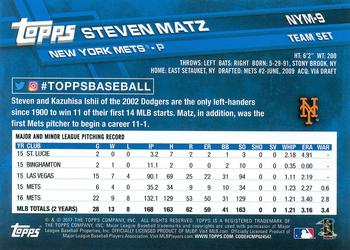 2017 Topps New York Mets #NYM-9 Steven Matz Back