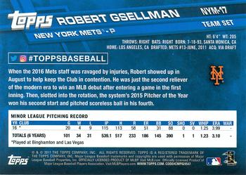 2017 Topps New York Mets #NYM-17 Robert Gsellman Back