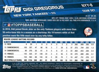 2017 Topps New York Yankees #NYY-8 Didi Gregorius Back