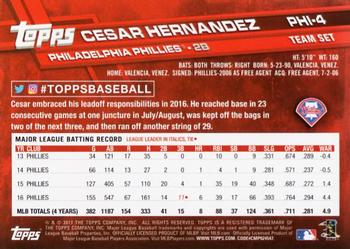 2017 Topps Philadelphia Phillies #PHI-4 Cesar Hernandez Back