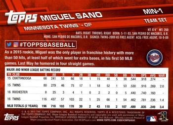 2017 Topps Minnesota Twins #MIN-1 Miguel Sano Back
