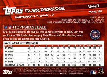 2017 Topps Minnesota Twins #MIN-7 Glen Perkins Back