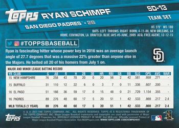 2017 Topps San Diego Padres #SD-13 Ryan Schimpf Back