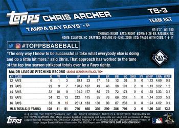 2017 Topps Tampa Bay Rays #TB-3 Chris Archer Back