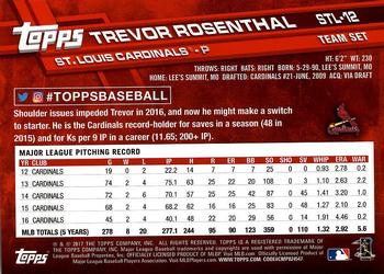 2017 Topps St. Louis Cardinals #STL-12 Trevor Rosenthal Back