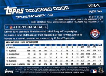 2017 Topps Texas Rangers #TEX-1 Rougned Odor Back