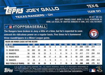 2017 Topps Texas Rangers #TEX-6 Joey Gallo Back