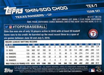 2017 Topps Texas Rangers #TEX-7 Shin-Soo Choo Back