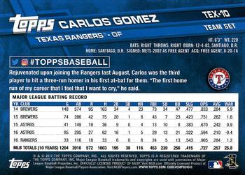 2017 Topps Texas Rangers #TEX-10 Carlos Gomez Back