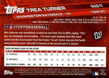 2017 Topps Washington Nationals #WAS-11 Trea Turner Back