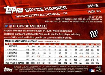 2017 Topps Washington Nationals #WAS-15 Bryce Harper Back