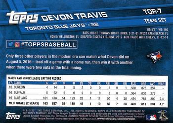 2017 Topps Toronto Blue Jays #TOR-7 Devon Travis Back