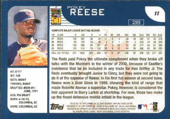 2001 Topps Opening Day #11 Pokey Reese Back