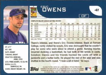 2001 Topps Opening Day #41 Eric Owens Back