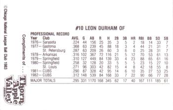 1983 Thorn Apple Valley Chicago Cubs #NNO Leon Durham Back