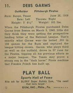 1941 Play Ball #11 Debs Garms Back