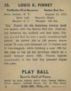 1941 Play Ball #30 Lou Finney Back