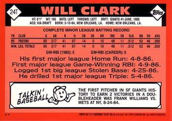 2001 Topps Traded & Rookies #T117 Will Clark Back