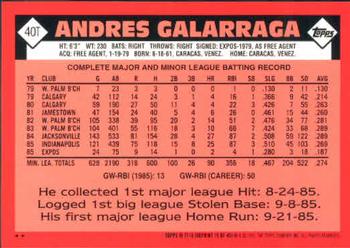 2001 Topps Traded & Rookies #T118 Andres Galarraga Back