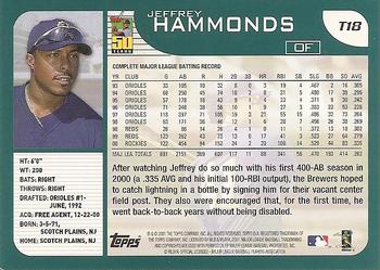 2001 Topps Traded & Rookies #T18 Jeffrey Hammonds Back