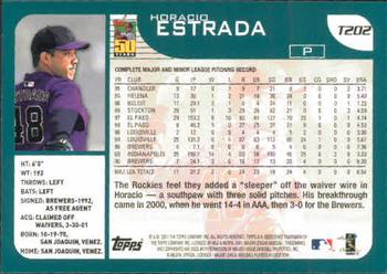 2001 Topps Traded & Rookies #T202 Horacio Estrada Back