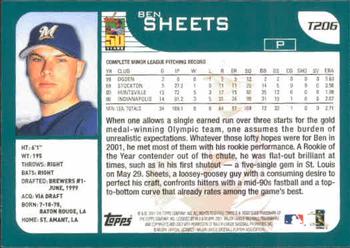 2001 Topps Traded & Rookies #T206 Ben Sheets Back