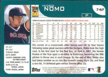 2001 Topps Traded & Rookies #T42 Hideo Nomo Back