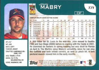 2001 Topps Traded & Rookies #T71 John Mabry Back
