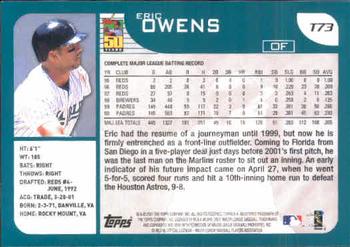 2001 Topps Traded & Rookies #T73 Eric Owens Back