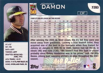 2001 Topps Traded & Rookies #T86 Johnny Damon Back