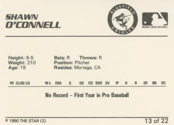 1990 Star Bluefield Orioles #13 Shawn O'Connell Back