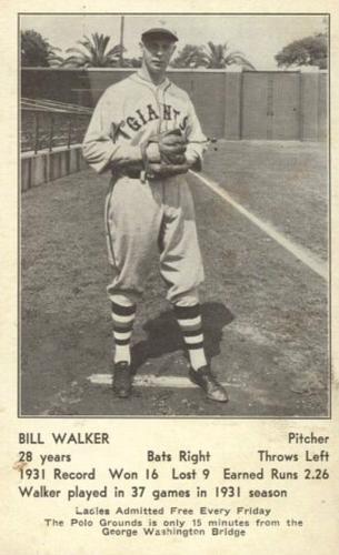 1932 New York Giants Schedule Postcards #NNO Bill Walker Front