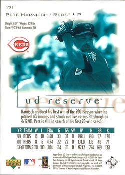 2001 UD Reserve #171 Pete Harnisch Back