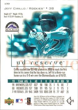 2001 UD Reserve #177 Jeff Cirillo Back
