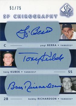 2003 SP Authentic - Chirography Triples #BKR Yogi Berra / Tony Kubek / Bobby Richardson Front
