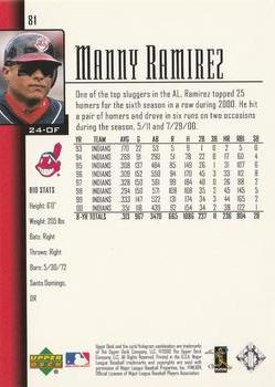2001 Upper Deck #81 Manny Ramirez Back