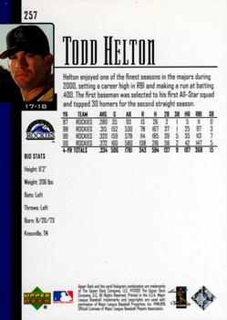 2001 Upper Deck #257 Todd Helton Back