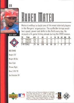 2001 Upper Deck #99 Ruben Mateo Back